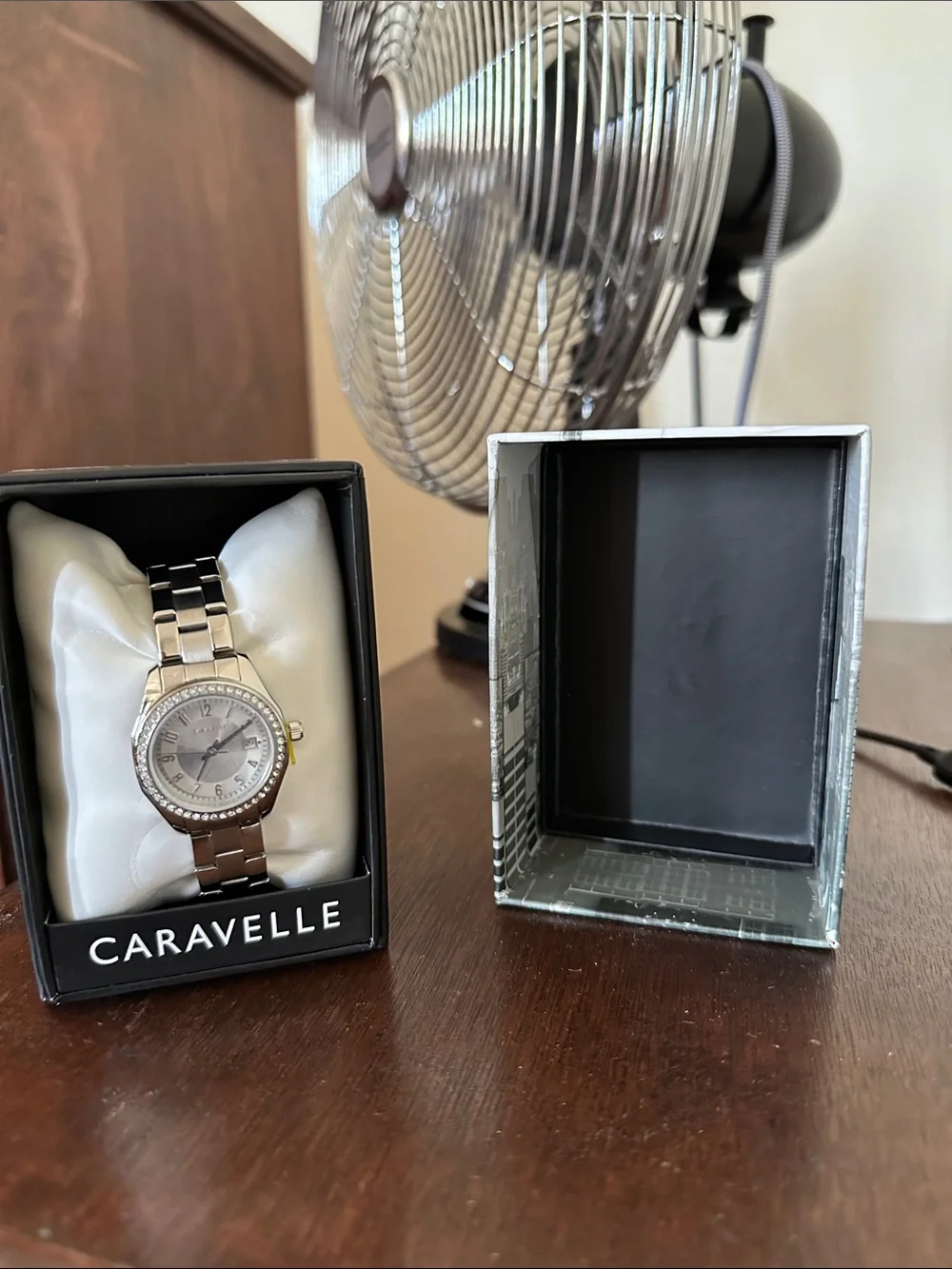 Caravelle Women's Silver-Tone Crystal Accent Bracelet Watch
